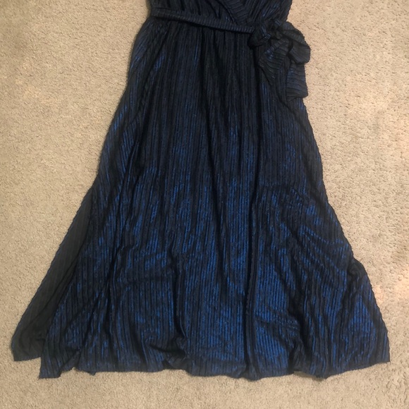 ModCloth Your Time to Shine Surplice Maxi Dress Flutter Sleeves Blue Black - Picture 6 of 10